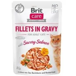 BRIT CARE Cat Pouches Filets in Soße mit würzigem Lachs 85g