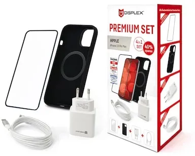 DISPLEX Set Apple iPhone 15 ProMax Glas(10H)+Case+Kabel+Netzte