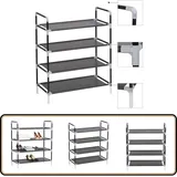 Vidaxl - Schuhregal mit 4 Ablagen Metall und Vliesstoff Schwarz - Schuhschrank - Schuhregal - Garderobe - Aufbewahrungssystem - Schrank