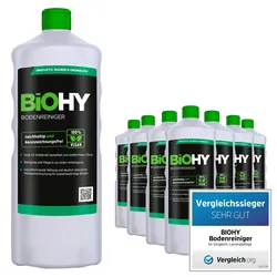 BiOHY Bodenreiniger (9x1l Flasche) | Konzentrat für alle Reinigungsgeräte und alle Hartböden | Angenehmer Geruch und streifenfreie Reinigung