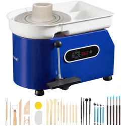 VEVOR Töpferscheibe Keramik Rad Maschine 450 W, Elektrische Töpferscheibe Maschine 28 cm 300 U/min Töpferscheibenmaschine, mit Pedal & Schürze Formmaschine, Geeignet für Anfänger, Enthusiasten