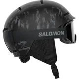 Salomon Kinder Player Combo Skihelm (Größe 49-53CM, schwarz)