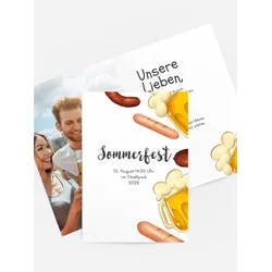 Einladung zum Sommerfest selbst gestalten mit Spruch und Fotos im Onlinedesigner bei Meine-Kartenmanufaktur.de