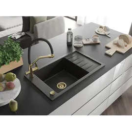Mexen Elias 1 Becken links Granit schwarz/gold 1000 x 500 mm Handbetätigung