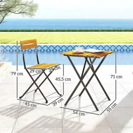 Outsunny Balkonset 3-tlg. Teak