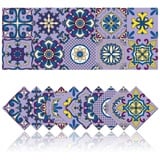 Cendray 20 Stück Küche Fliesenaufkleber Aufkleber Wanddekoration PVC Wasserdicht Mosaik Retro Style Badezimmer Fliesenaufkleber Wasserfest Klebefliesen (15x15cm,Violett)