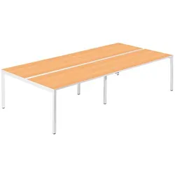 PAPERFLOW easyDesk Doppelschreibtisch buche rechteckig, 4-Fuß-Gestell weiß 320,0 x 166,0 cm