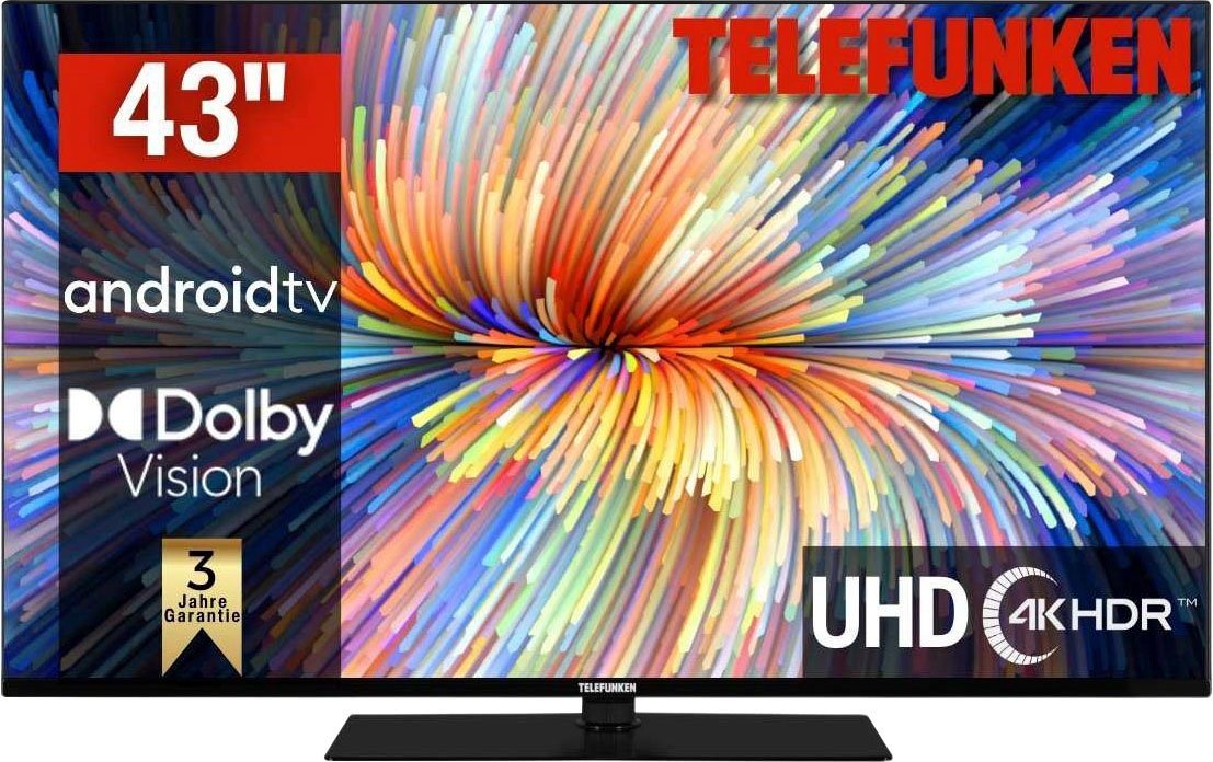 Telefunken D43V950M2CWH LED-Fernseher (108 cm/43 Zoll, 4K Ultra HD, Smart-TV, Dolby Atmos,USB-Recording,Google Assistent,Android-TV) schwarz