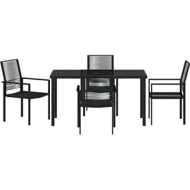 vidaXL Garten Essgruppe 5 pcs Schwarz PVC-Rattan