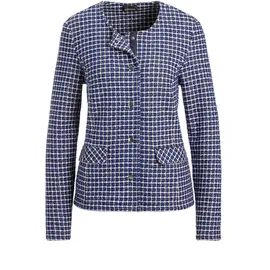 GOLDNER Elegante Karo-Jacke mit Glanzeffekten in royalblau weiß, / gemustert), | Gr.: 38