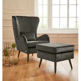 Home Affaire "Sallito, TV-Sessel, Ohrensessel mit", grau (anthrazit), B:76cm H:109cm T:85cm, Struktur Hahnentritt (67% Polypropylen, 33% Polyester);Samtoptik (100% Polyester);Fellimitat (100% Polyester);Samtcord (92% Polyester, 8% Polyamid);Struktur (100%