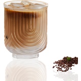 DZAY Cappuccino Kaffeegläser Espressotassen Latte Macchiato Gläser Set,Riffle Gläser Dessertgläser Teeglas Ripple Kaffeebecher Saftgläser,Spülmaschinenfeste Teegläser Kaffeetassen Set