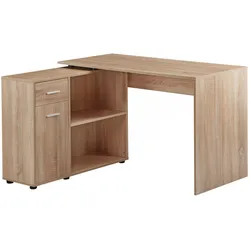 KADIMA DESIGN Schreibtisch mit Regal-Platte: Integriertes Regal, Drehbares Design, Melaminharz-Beschichtung, Schublade/Tür