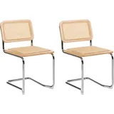 Beliani Esszimmerstuhl Cordova Rattan Hellbraun 2er Set