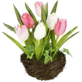 I.GE.A. Kunstblume I.GE.A. "Tulpe", rosa, B:13cm H:25cm L:13cm, Kunstpflanzen, Im Weidenest, Blume Papageientulpe Blüte Osterdeko