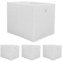 Dune Design Faltbox Set 4 Boxen für Kallax Regal weiß 33x38x33cm Expedit Box mit Metallgriff