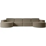 altdecor Wohnlandschaft Braun, Textil, 3-Sitzer, U-Form 384x78x165 cm, Wohnzimmer, Sofas - Couches, Wohnlandschaften, Wohnlandschaften in U-Form