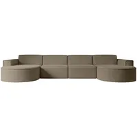 altdecor Wohnlandschaft Braun, Textil, 3-Sitzer, U-Form 384x78x165 cm, Wohnzimmer, Sofas - Couches, Wohnlandschaften, Wohnlandschaften in U-Form