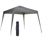 Outsunny Faltpavillon 2,4x2,4m Pavillon Faltzelt mit UV-Schutz, Partyzelt inkl. Tragetasche für Garten, Balkon, Stahl Grau
