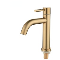 LucaSng Gebürstetes Gold Badezimmer Becken Einloch Kaltgriff Duschkopf Wasserhahn Bad für Küchenspüle Wasserhahn Toilettenbeschläge