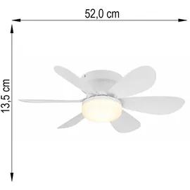 EGLO LED Deckenventilator 52 cm Deckenventilator Weiß