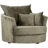 CARRYHOME Sessel Grün, Textil, Füllung: Polyester, Schaumstoffflocken,Polyester, Schaumstoffflocken, 115x72x115 cm, Sitzfläche 360° drehbar, Wohnzimmer, Sessel, Polstersessel