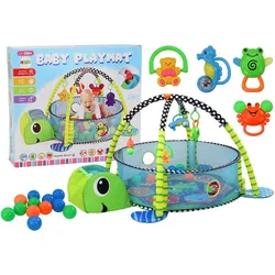 LEAN Toys Lernspielzeug Babymatte Plastikbälle Spielzeug Netz Interaktiv Auffaltmöglichkeit grün