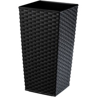 KADAX Rattan Blumentopf, Pflanzkübel mit Einlage, 35 cm, Schwarz