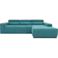 DOMO. collection Ecksofa Brandon, Sofa mit Rückenfunktion in L-Form, Polsterecke, Eckgarnitur Longchair rechts 285 x 175 x 98 cm (BxTxH), türkis