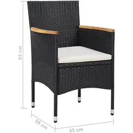 vidaXL 5-tlg. Garten-Essgruppe Poly Rattan und Massivholz Schwarz