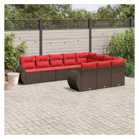 vidaXL Gartensofa-Set 10-tlg. braun Polyrattan