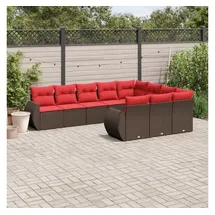 vidaXL Gartensofa-Set 10-tlg. braun Polyrattan