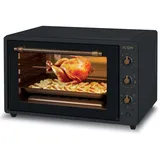 ICQN Rustik Minibackofen 60 Liter XXL mit Umluft, Drehspieß, Emailliert, Anthrazit