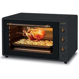 ICQN Rustik Minibackofen 60 Liter XXL mit Umluft, Drehspieß, Emailliert, Anthrazit