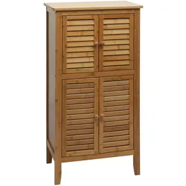 Mendler Badezimmerschrank HWC-B18, Regal Kommode, 4 Türen Bambus 100x50x30cm