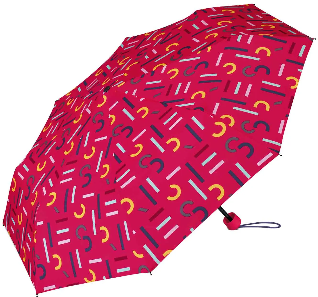Happy Rain Taschenschirm mit Shopper 2 in 1 supermini wirh shopper letterjam pin...