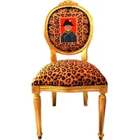 Casa Padrino Barock Medaillon Luxus Esszimmer Stuhl Leopard /