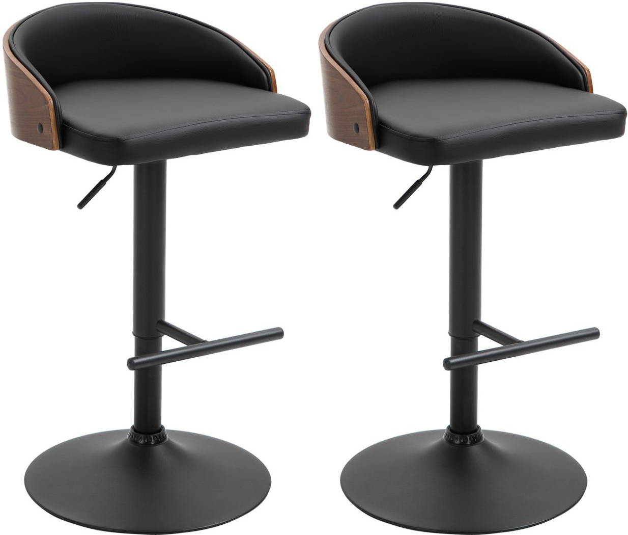 HOMCOM 2er-Set Barhocker drehbare Barstühle mit Fußstütze Barstuhl höhenverstellbar Küchenstühle Dre