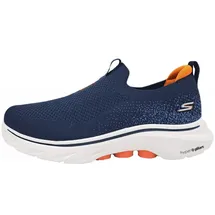 SKECHERS Herren Go Walk 7 Sneaker, Navy and Orange Textile, 46 EU - 46 EU