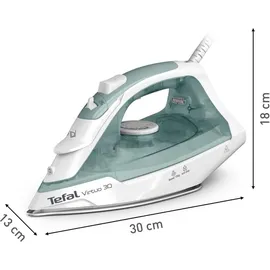 Tefal Virtuo 30 Dampfbügeleisen, 2000 W, 27 g/Min. Dampfabgabe, 120 g/Min. Dampfstoß, 30 Sek. Aufheizzeit, Vertikaldampf, Tropfstopp, Präzisionsbügelspitze, Eukalyptus,
