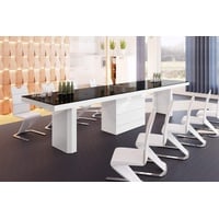 Design Esstisch Tisch HE-444 Schwarz/Weiß Hochglanz XXL ausziehbar 160 bis 412 cm
