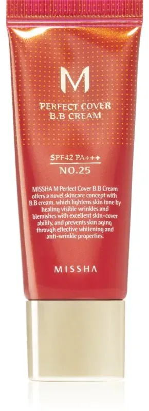 Missha M Perfect Cover BB Creme mit sehr hohem UV-Schutz kleine Packung Farbton No. 25 Warm Beige SPF 42/PA+++ 20 ml