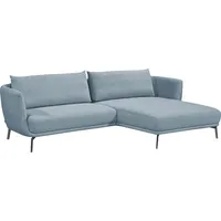 Schöner Wohnen Ecksofa SCHÖNER WOHNEN-KOLLEKTION "Pearl - 5 Jahre Hersteller-Garantie, auch in Bouclé L-Form" Sofas Gr. B/H/T: 270cm x 71cm x 160cm, Velours, Longchair rechts, blau (hellblau) Maße (BHT): 27071160 cm, Füße Metall