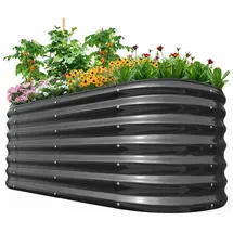 luxuskollektion Hochbeet Oval 180 x 90 x 45 cm Silber