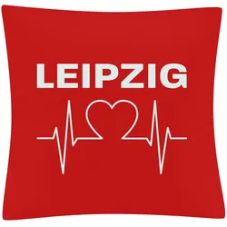 multifanshop Kissenbezug - Leipzig - Herzschlag - Druck weiß - Kissen