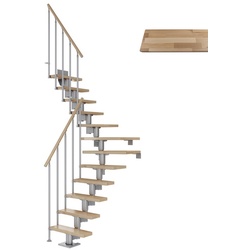 DOLLE Mittelholmtreppe »Dublin«, buchenholz, 14 Stufen, bis 337cm Raumhöhe - grau