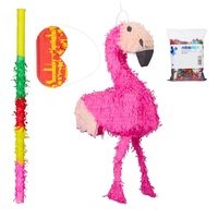 relaxdays Papierdekoration Pinata Set Flamingo gelb|rosa