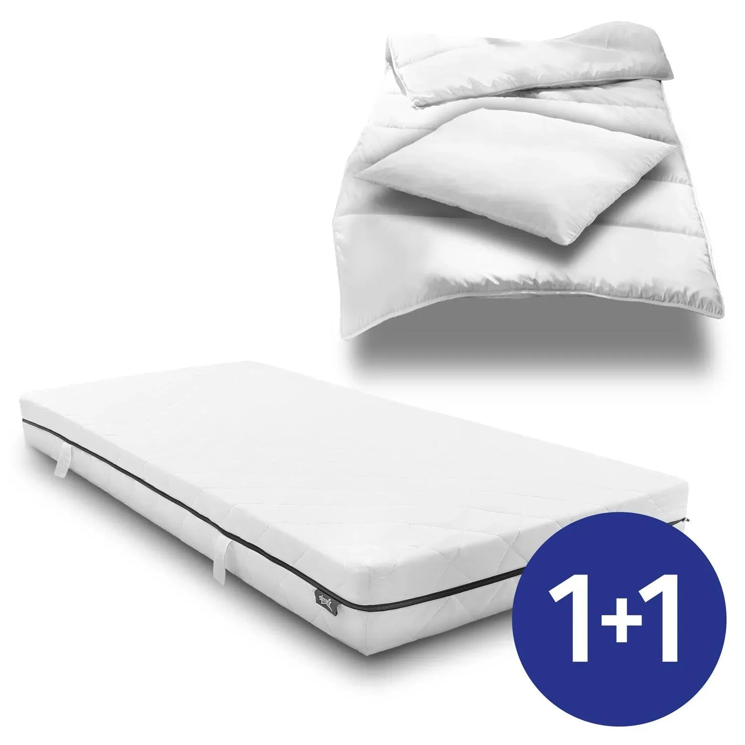 Taschenfederkernmatratze Sleezzz Superior 90 x 200 cm, Höhe 18 cm, Härtegrad H3 + CloudComfort Basic Mikrofaser Bettset 135 x 200 cm + 80 x 80 cm