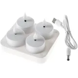 MARELIDA LED Teelichter mit Ladestation wiederaufladbar D: 4cm flackernd 4Stück