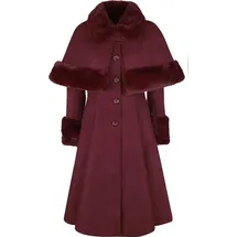 Hell Bunny Vintage Mantel - Capulet Coat Dunkelrot S - rot - S